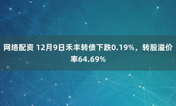 网络配资 12月9日禾丰转债下跌0.19%，转股溢价率64.69%